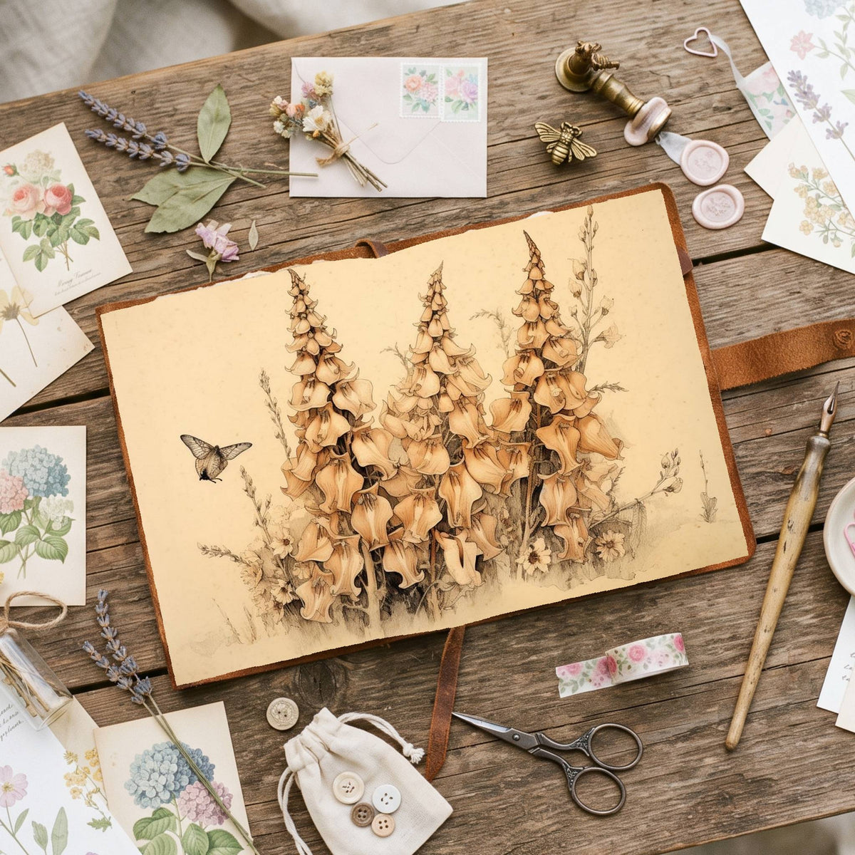 Autumn Digitalis Foxgloves Digital Papers