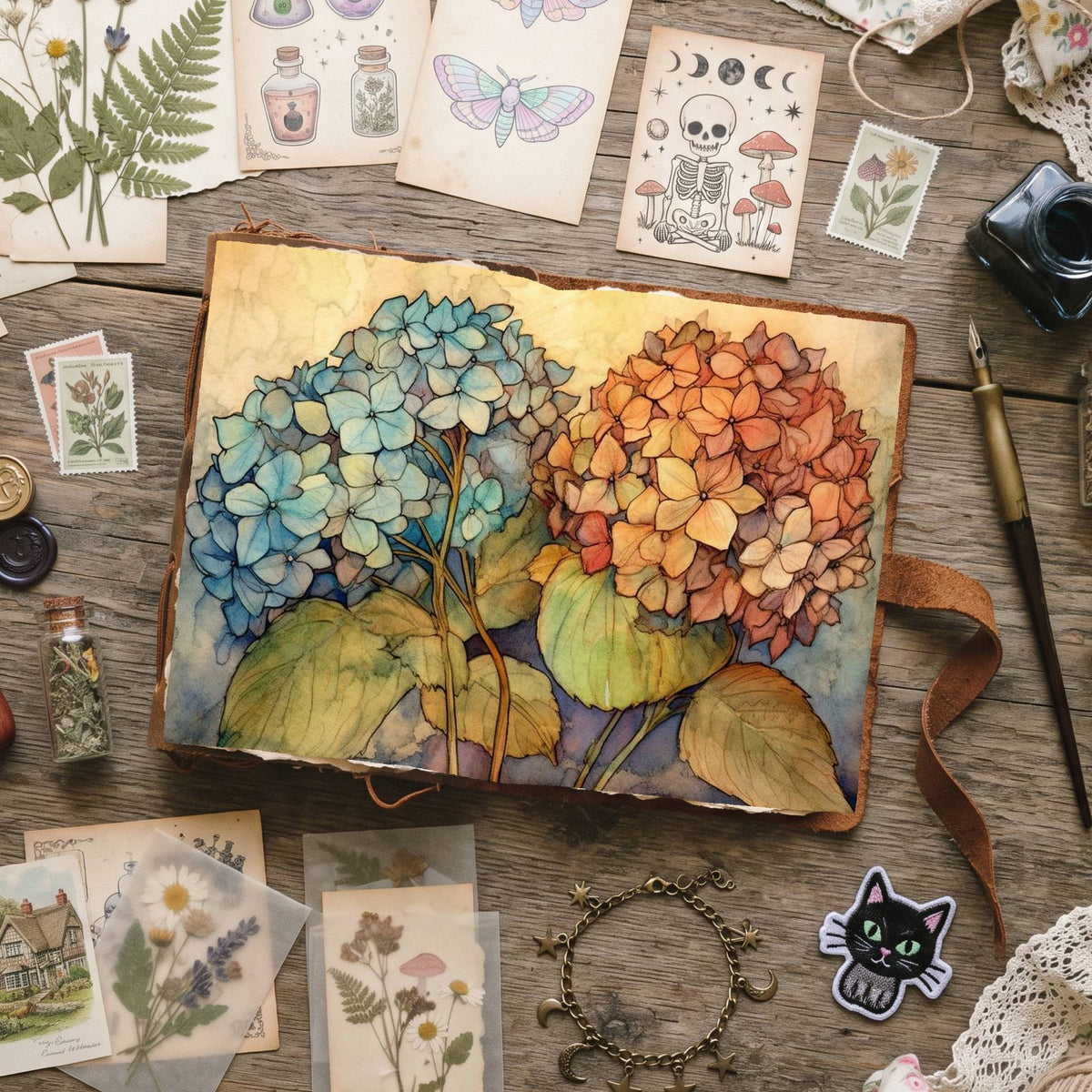 Autumn Hydrangea Digital Papers