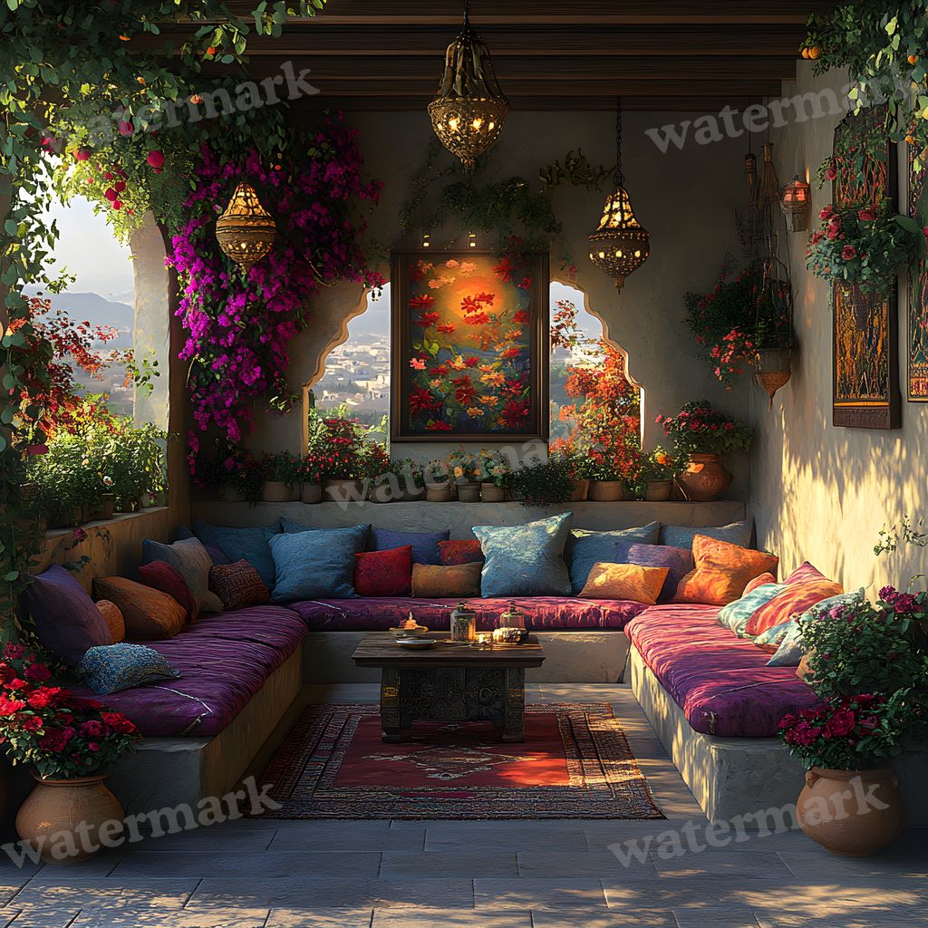 Bohemian Terrace digital photo backdrop for photo editing, preview 9