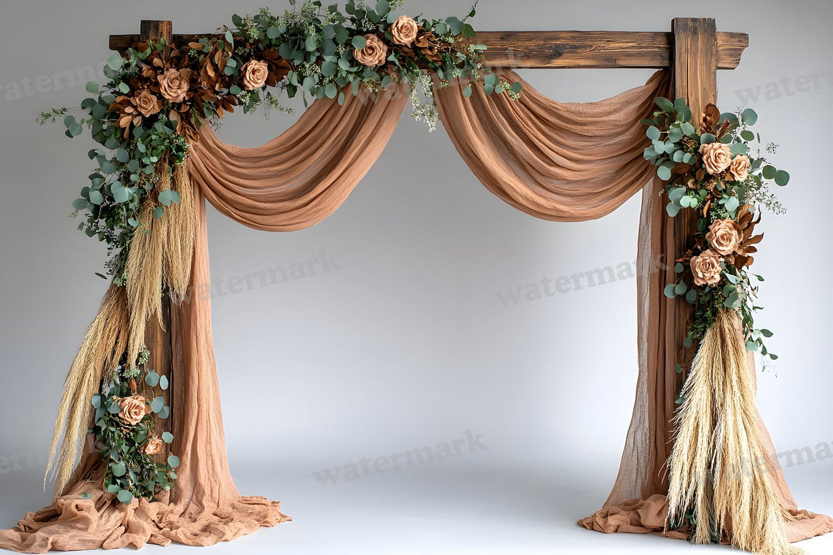 Boho Natural Wood Arch Backdrop Images