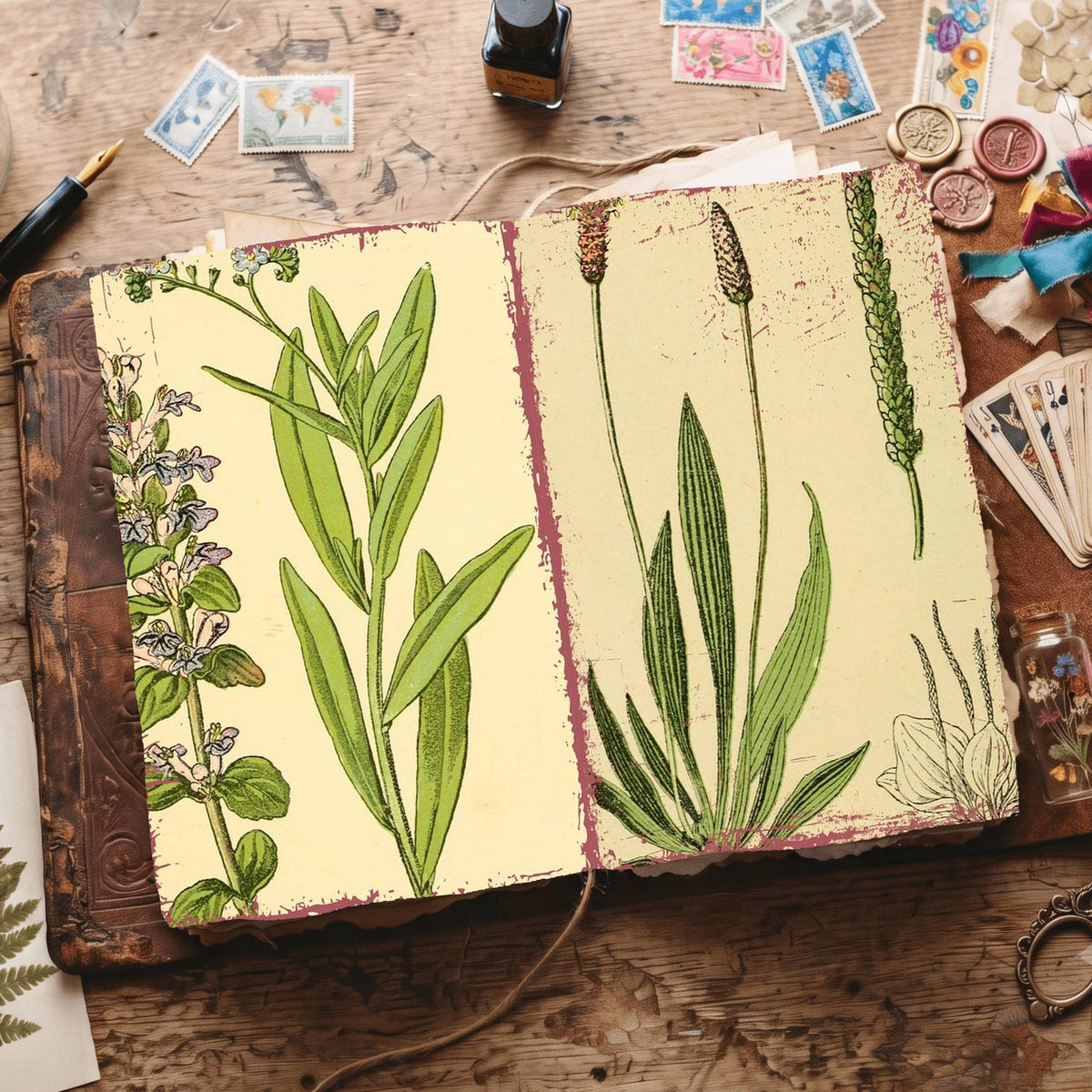 Botanical printable junk journal paper, page preview 11
