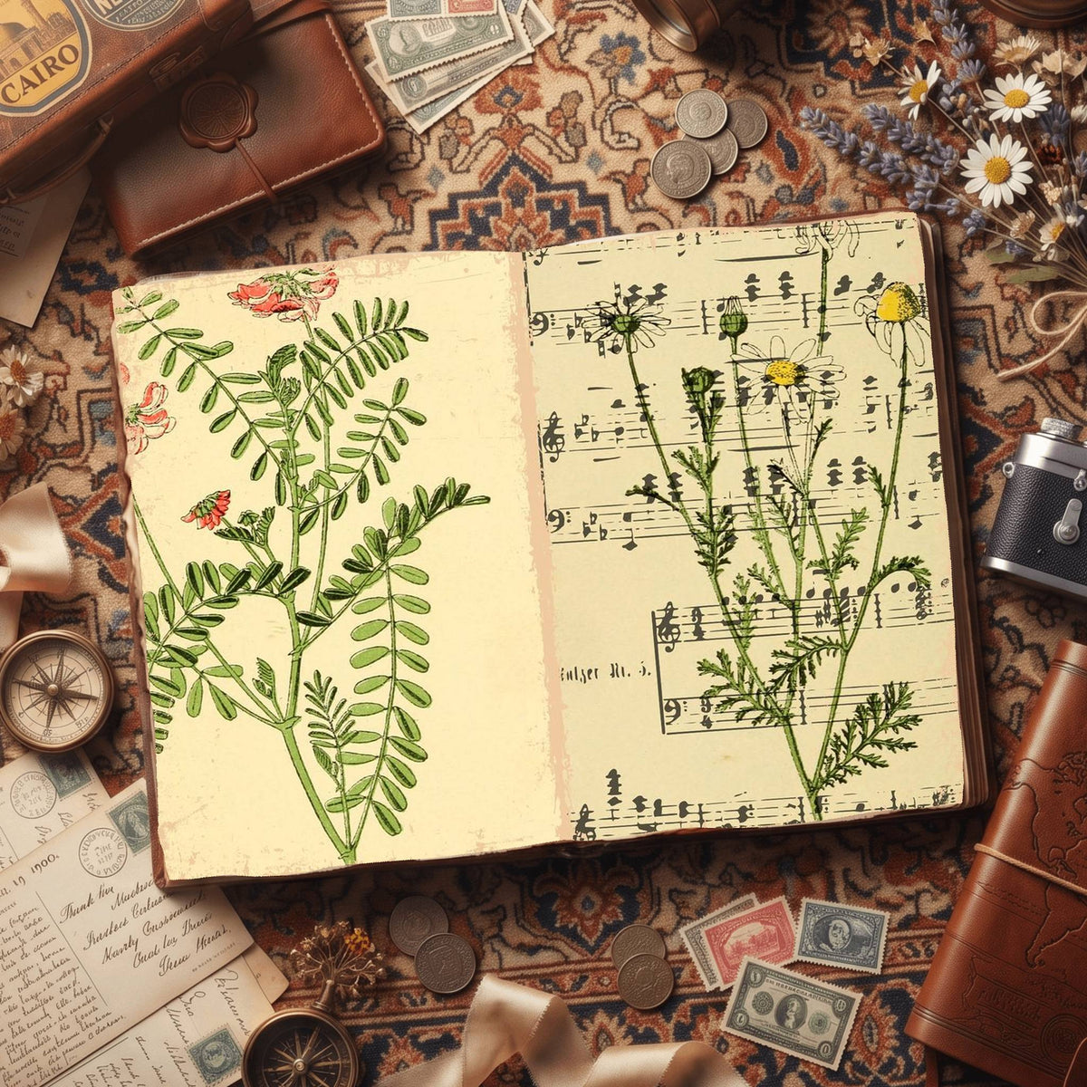 Botanical printable junk journal paper, page preview 11