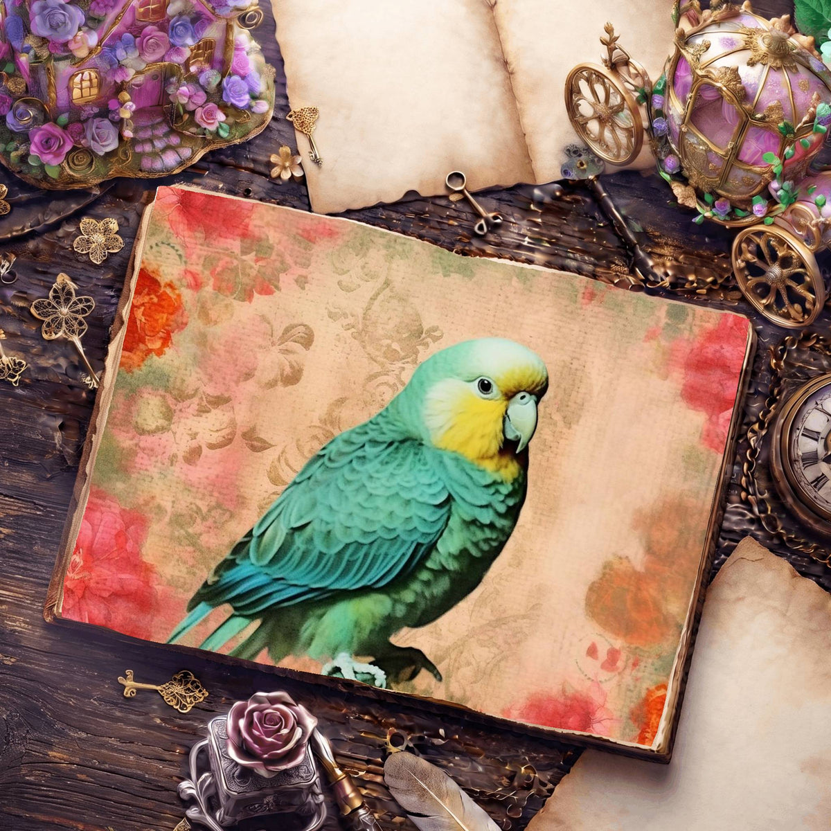 Budgie Parakeet Birds Pastel Digital Papers