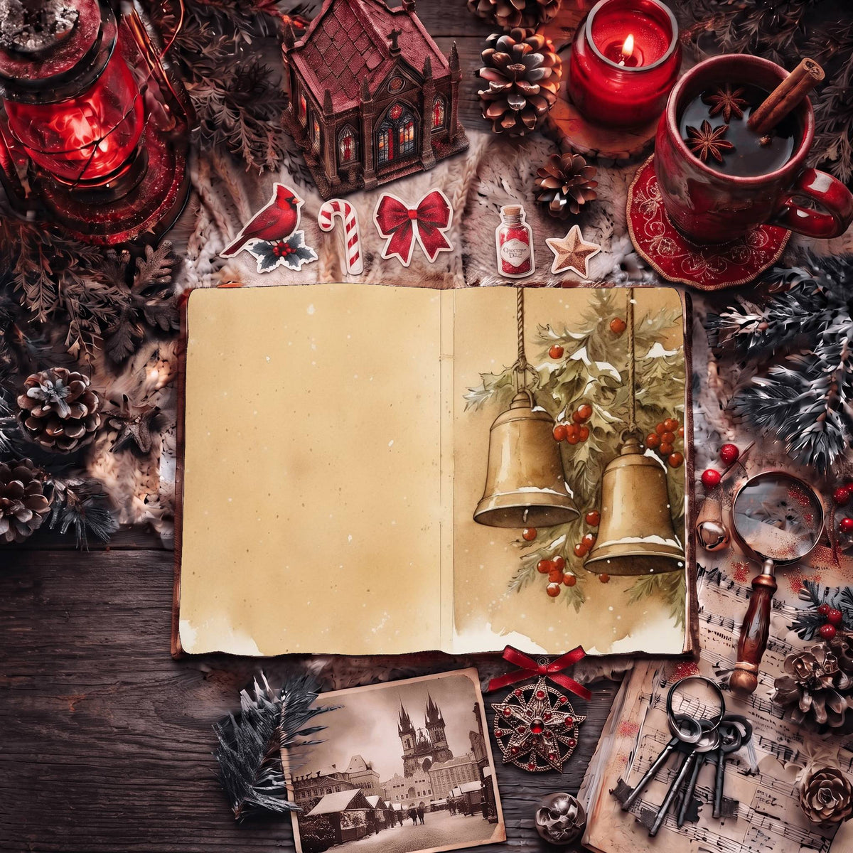Christmas Bells Vintage Digital Papers