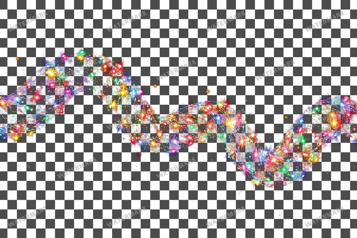 Christmas Lights PNG overlay on a transparent checkered background, preview 11
