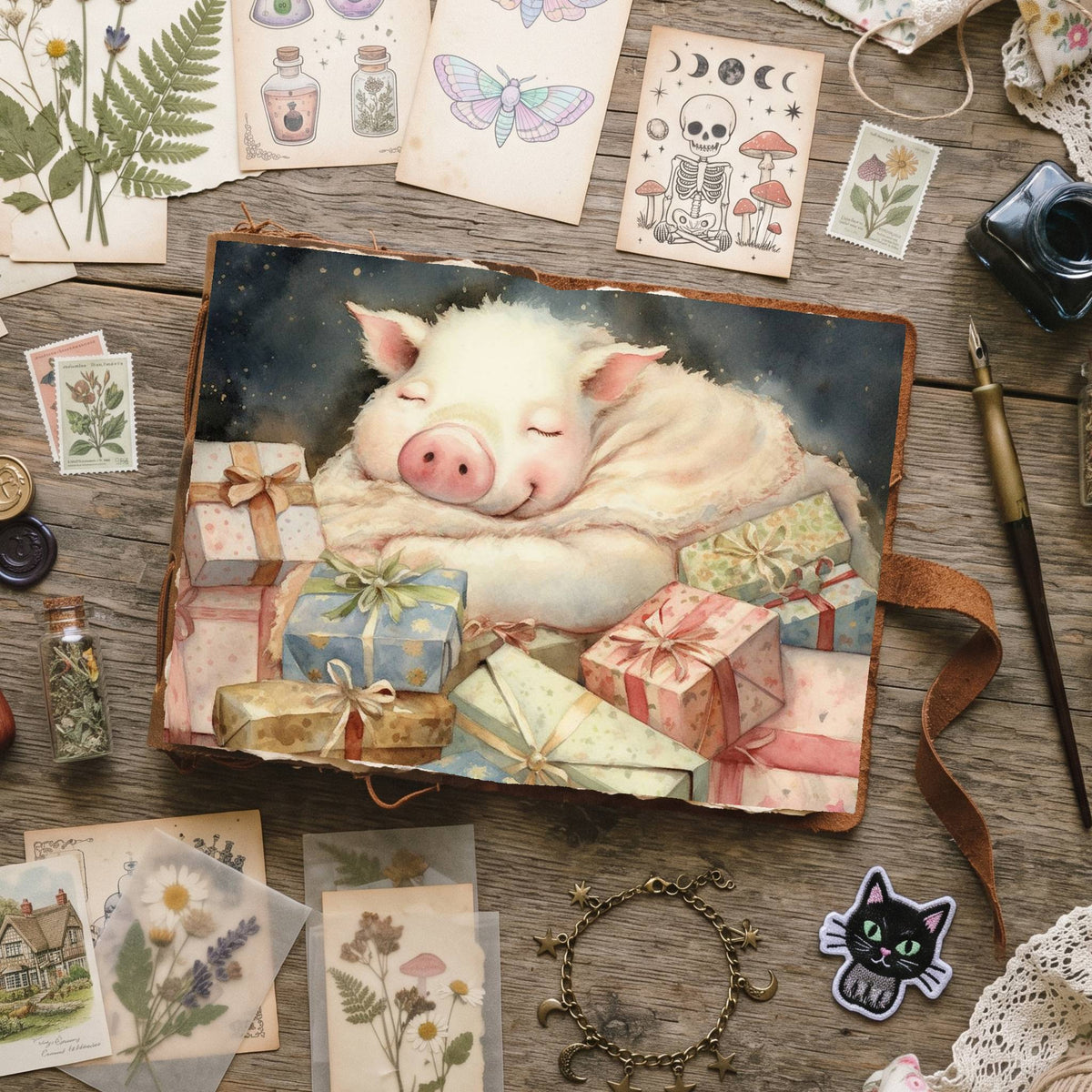 Christmas Piglets Digital Papers