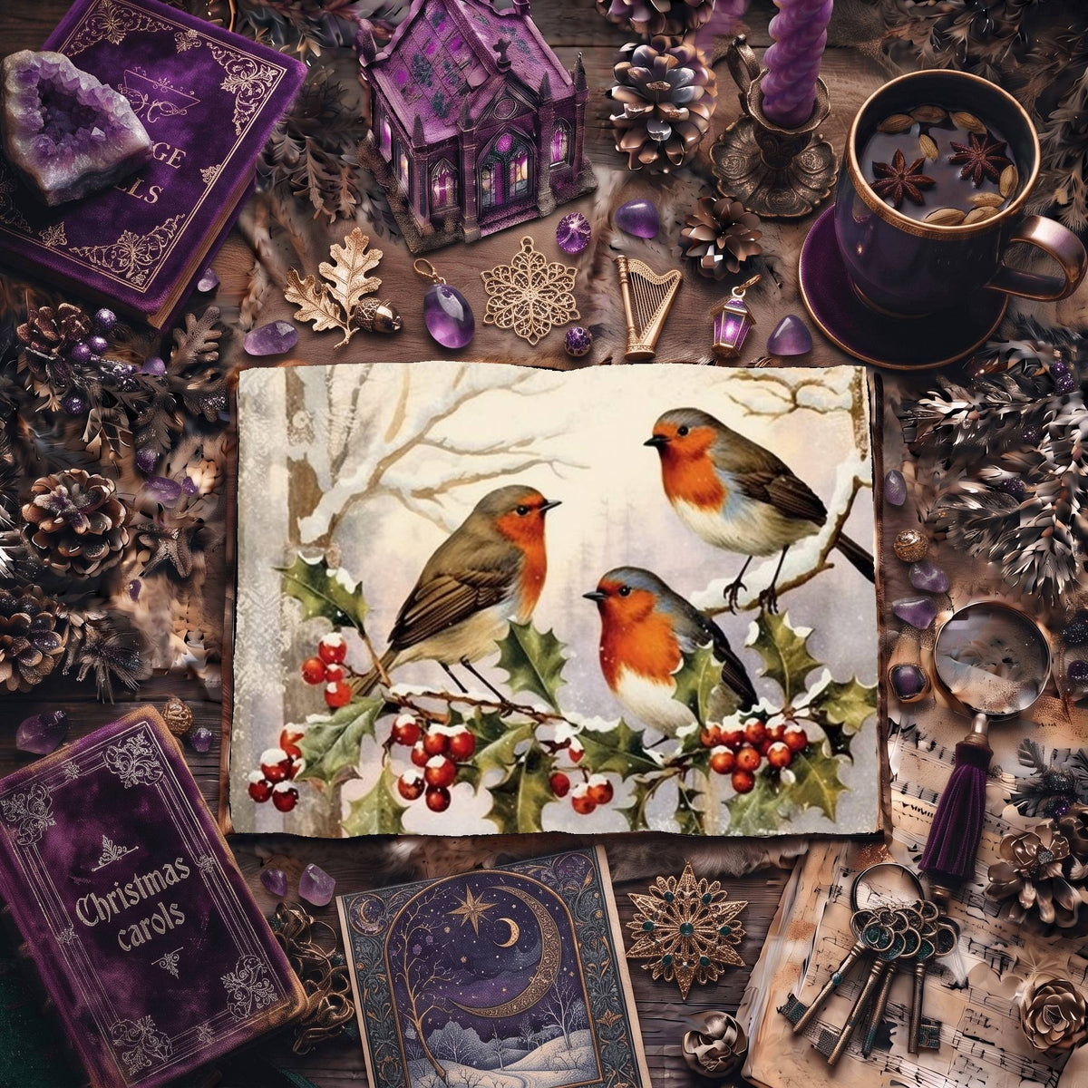 Christmas Robins Digital Papers