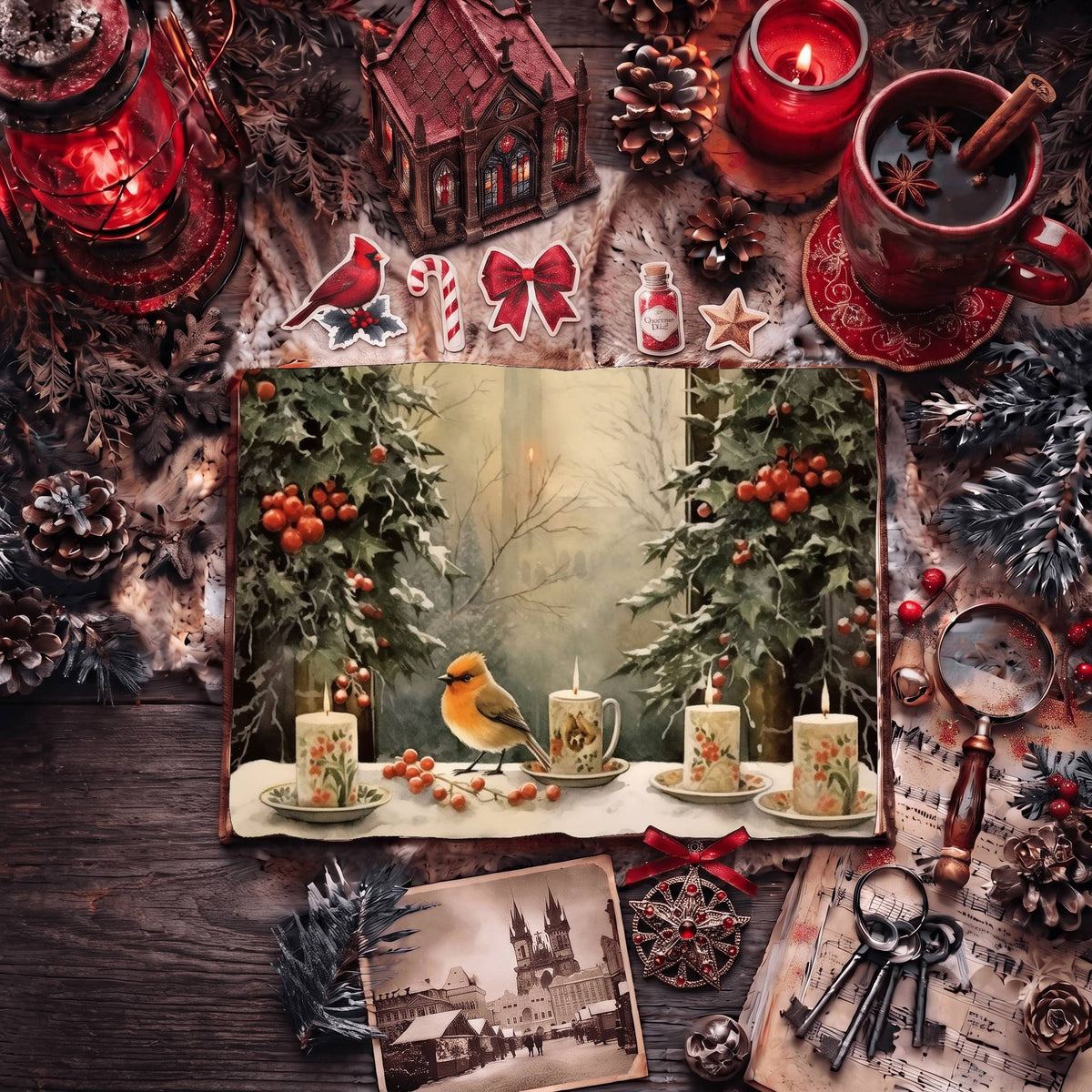 Christmas Robins Digital Papers