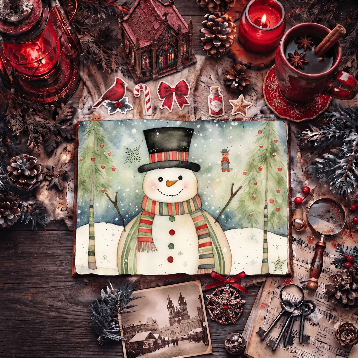 Christmas Snowman Digital Papers