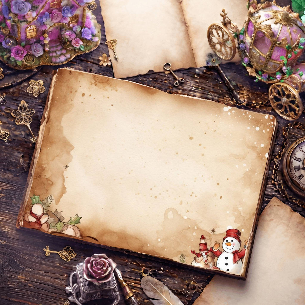 Christmas Snowman Digital Papers