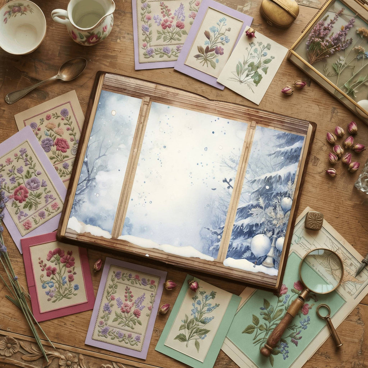 Christmas Snowy Window Digital Papers