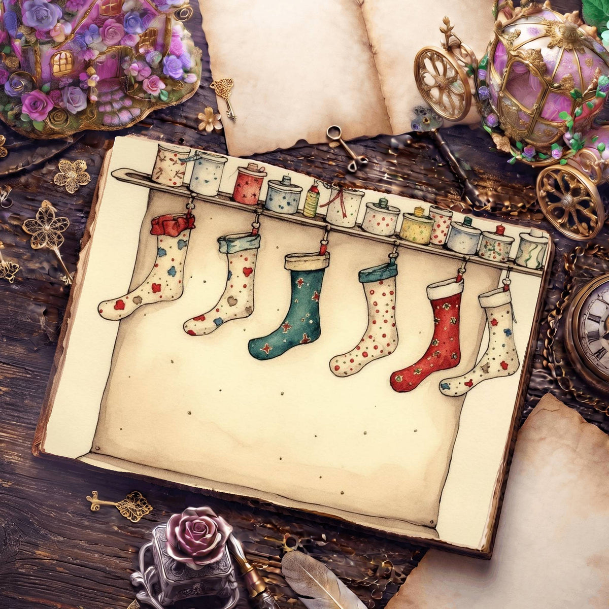 Christmas Stockings Digital Papers