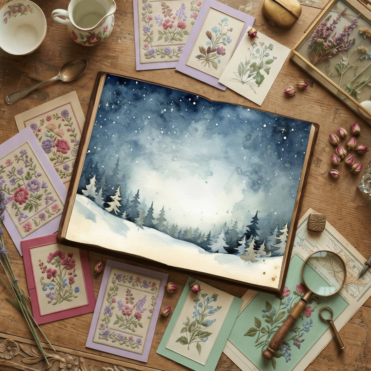 Christmas Winter Nights Digital Papers