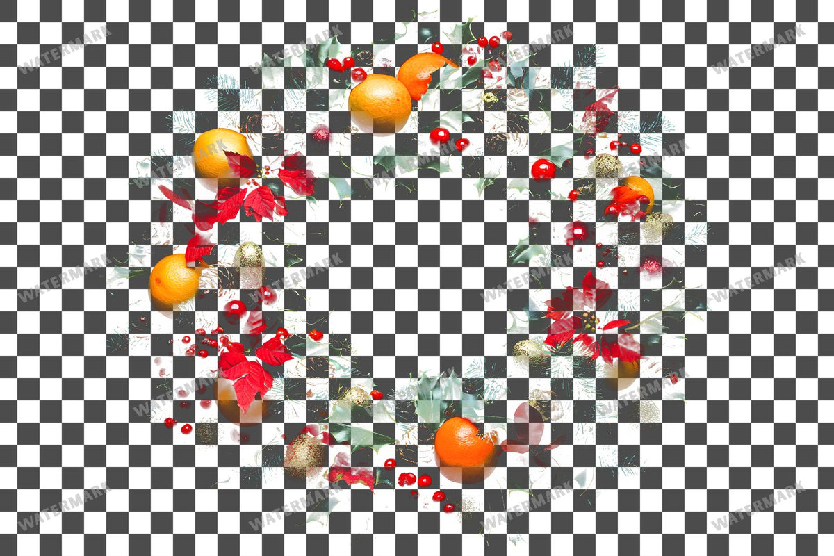 Christmas Wreath PNG overlay on a transparent checkered background, preview 11