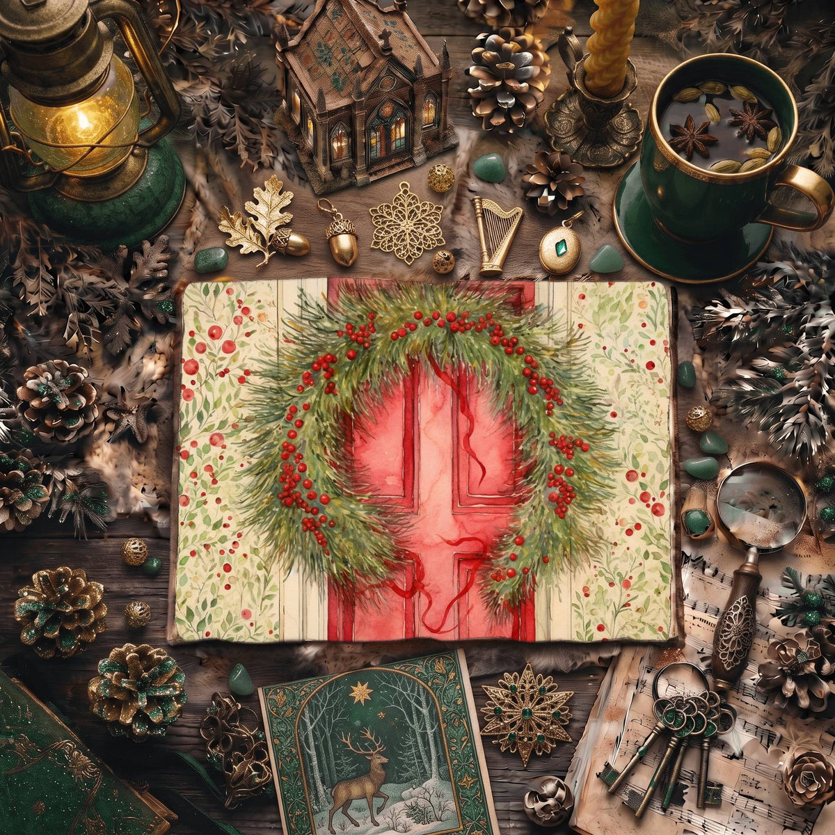 Christmas Wreaths Digital Papers