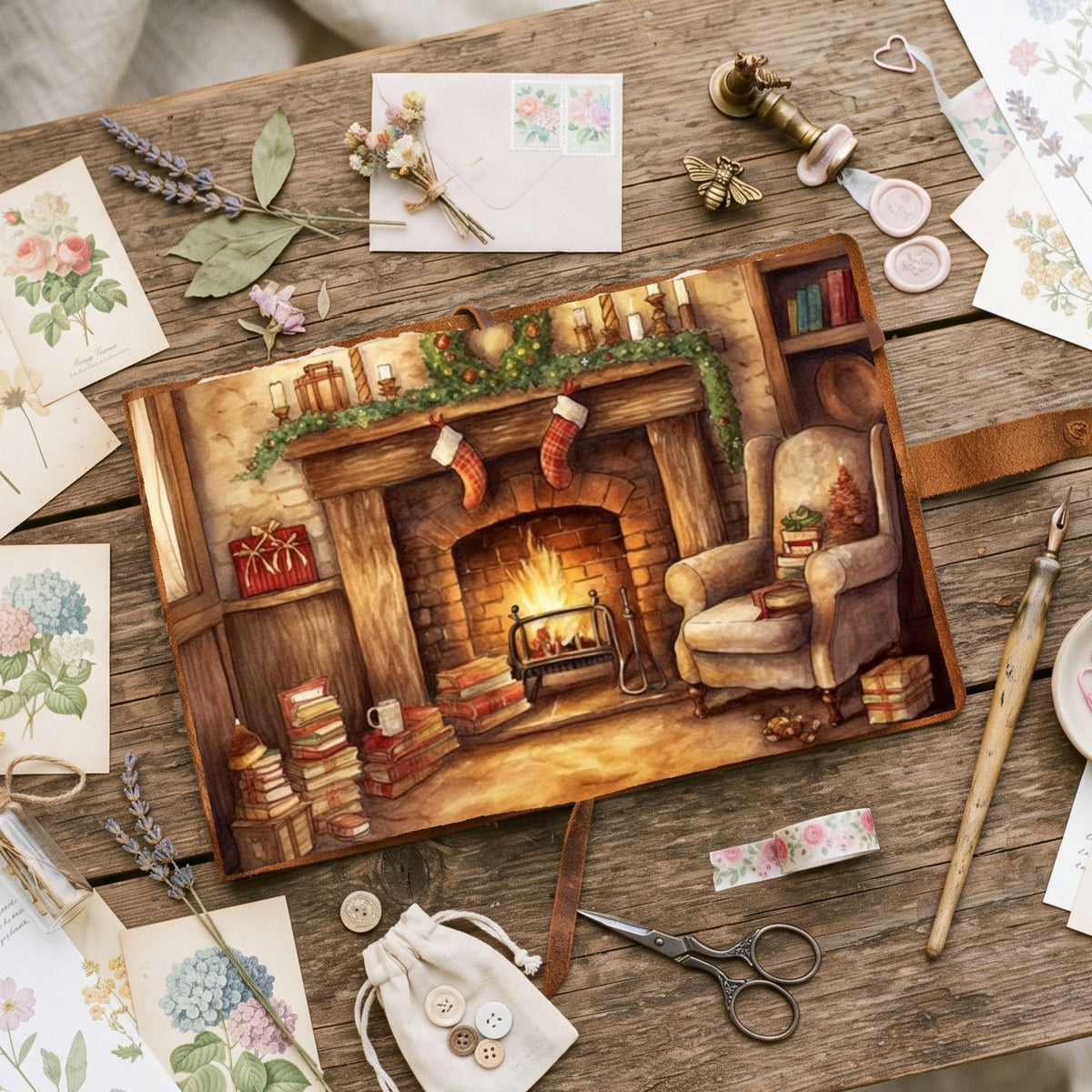 Cosy Christmas Fireplace Digital Papers
