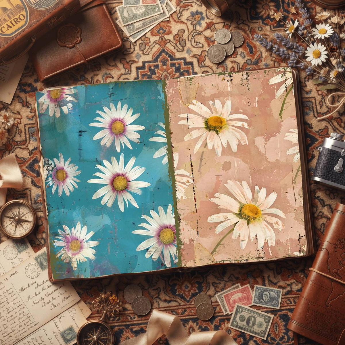 Daisy Flowers Digital Papers