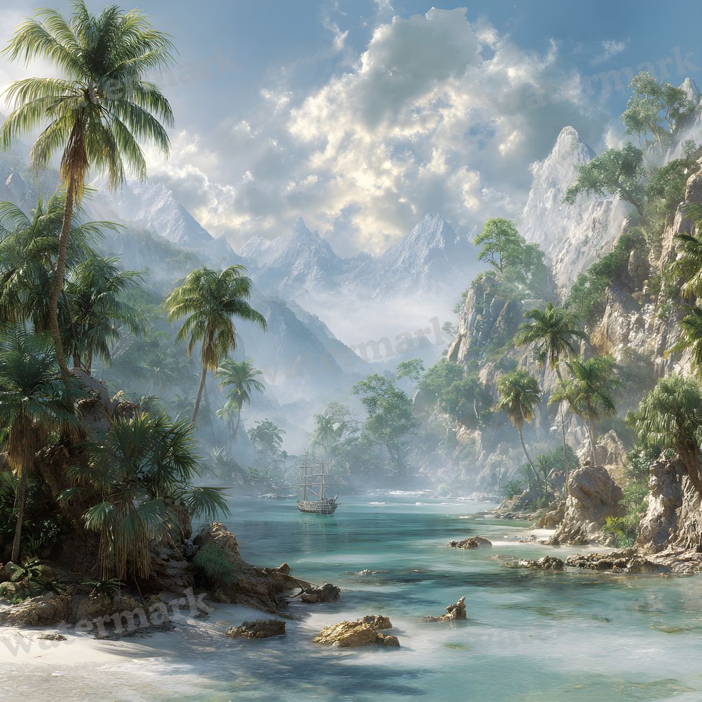 Detailed Tropical Landscape Backdrop Images