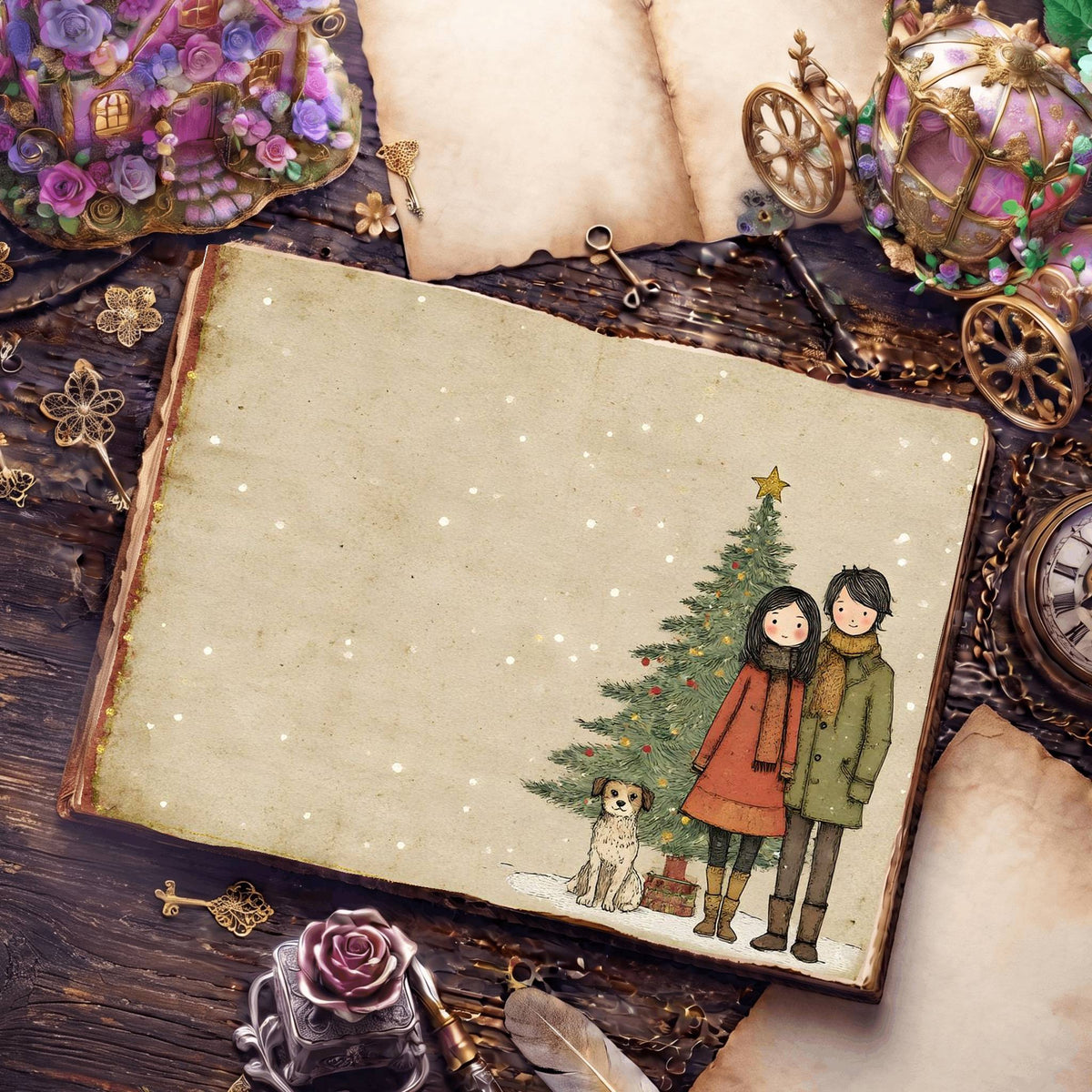 Earthy Colors Christmas Digital Papers