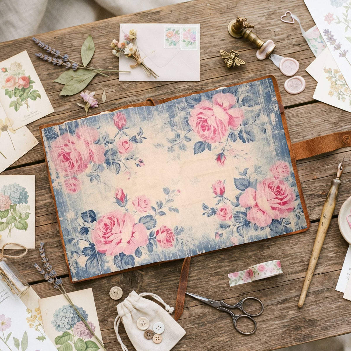 Faded Pink Roses Digital Papers
