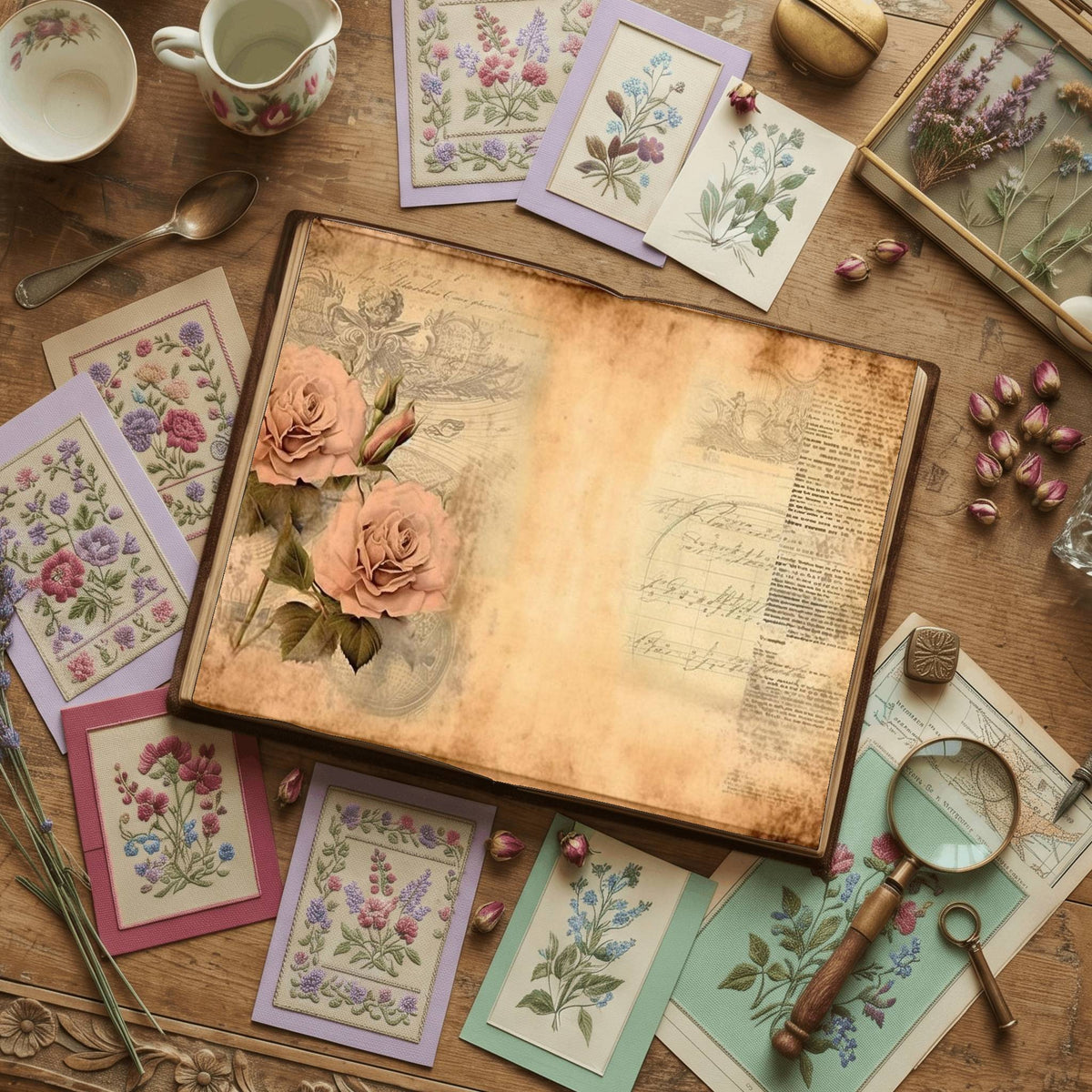 Faded Pink Roses Digital Papers