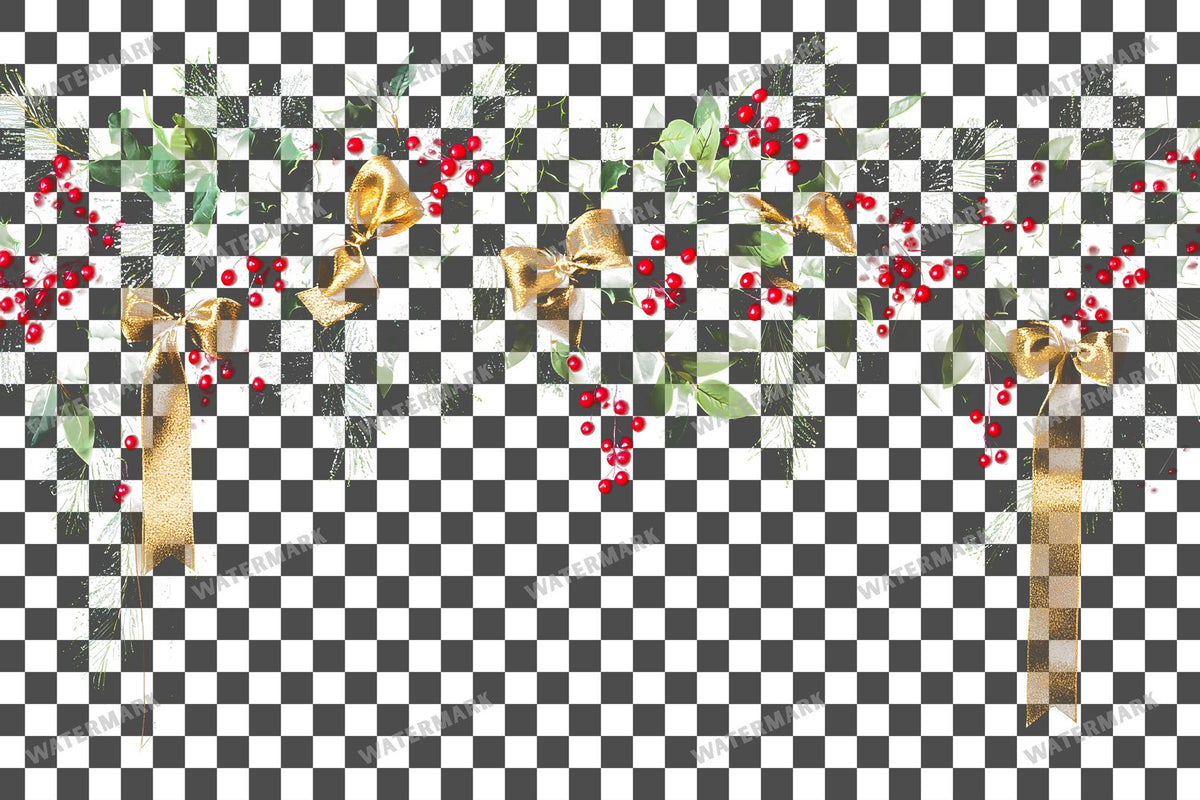 Festive Garland PNG overlay on a transparent checkered background, preview 11