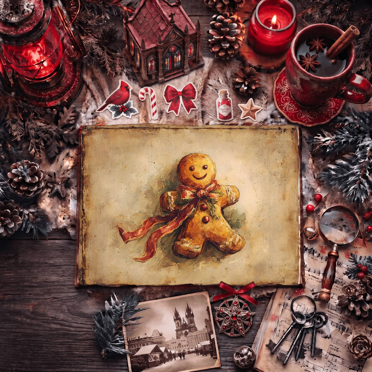 Festive Holiday Gingerbread Man Digital Papers