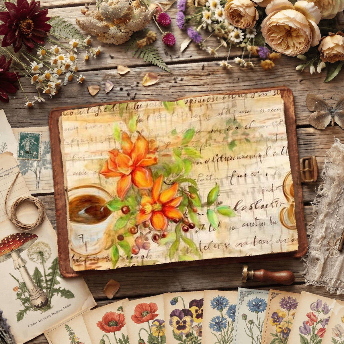 Floral Coffee Digital Papers