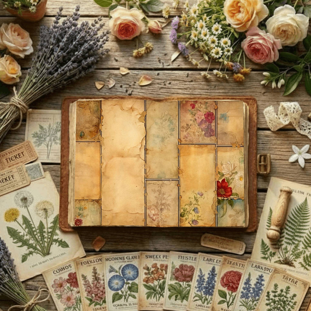 Floral Collage Digital Papers