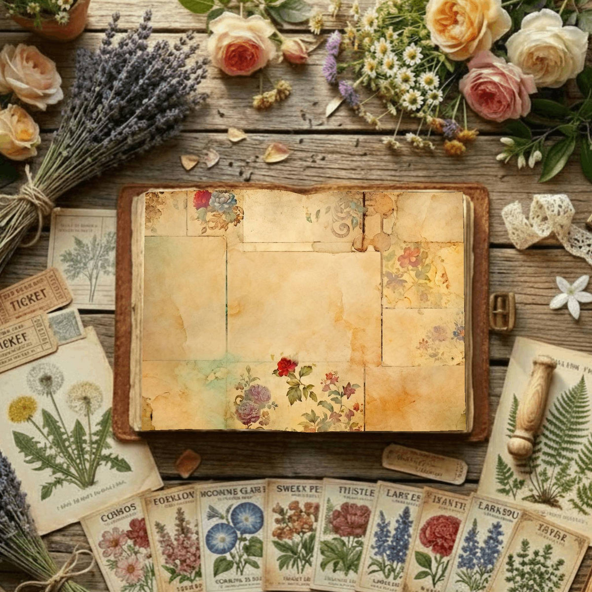 Floral Collage Digital Papers