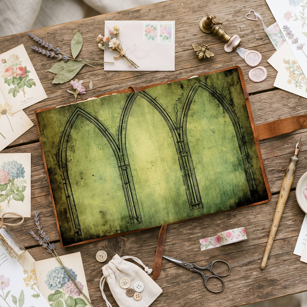 Green Arches Digital Papers