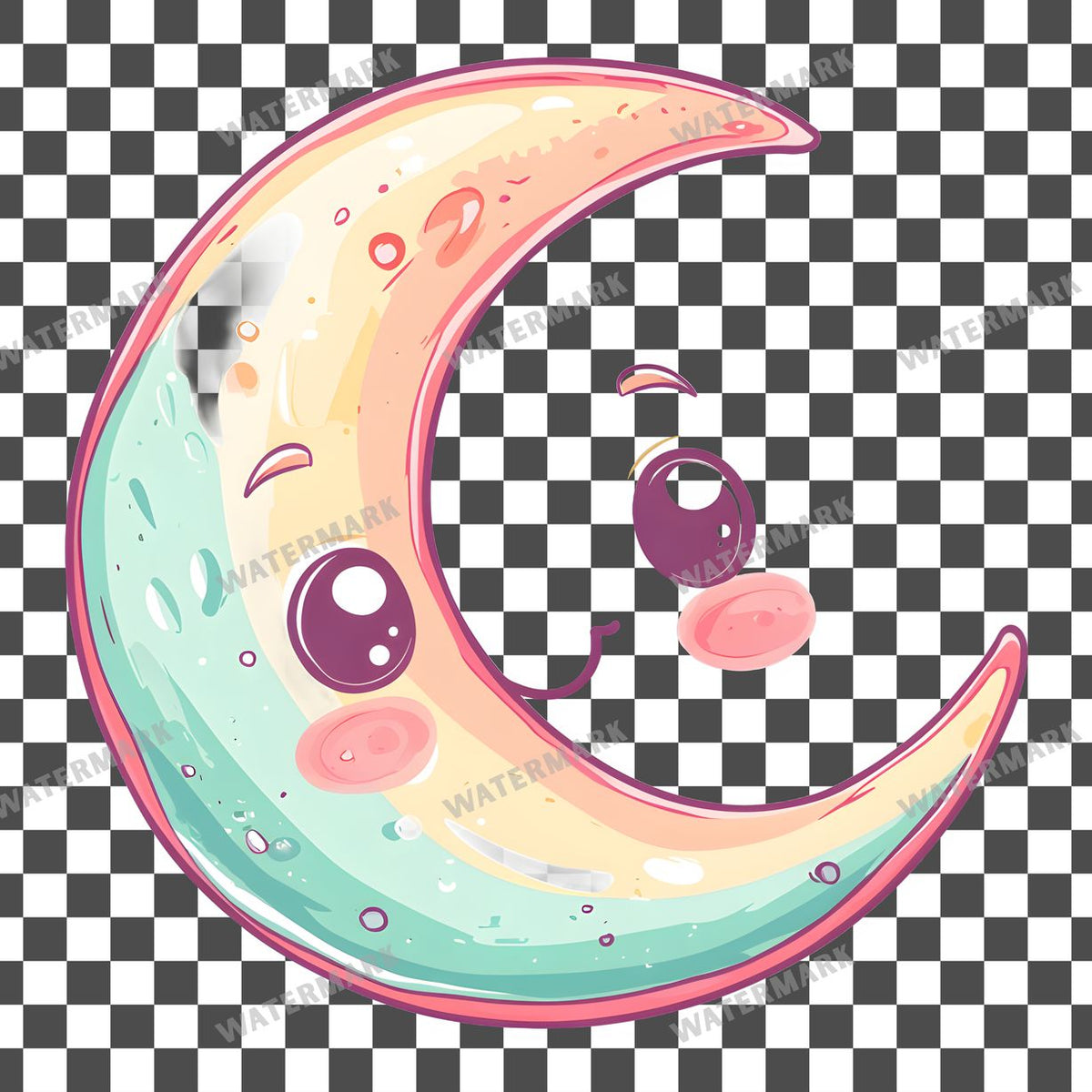 Half Moon Kawaii Style Clipart Pngs