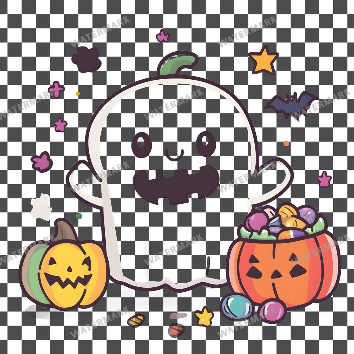 Halloween Kawaii Style Clipart Pngs