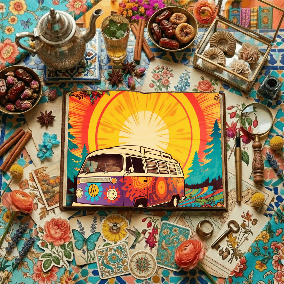 Hippie Campervan Digital Papers