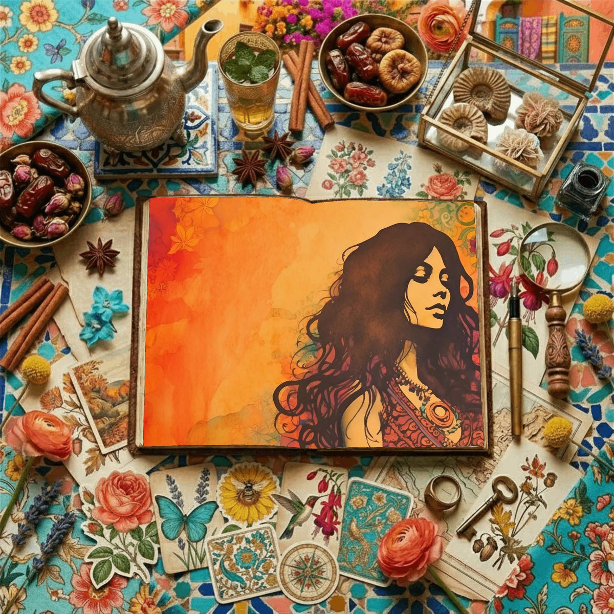 Hippie Woman Digital Papers