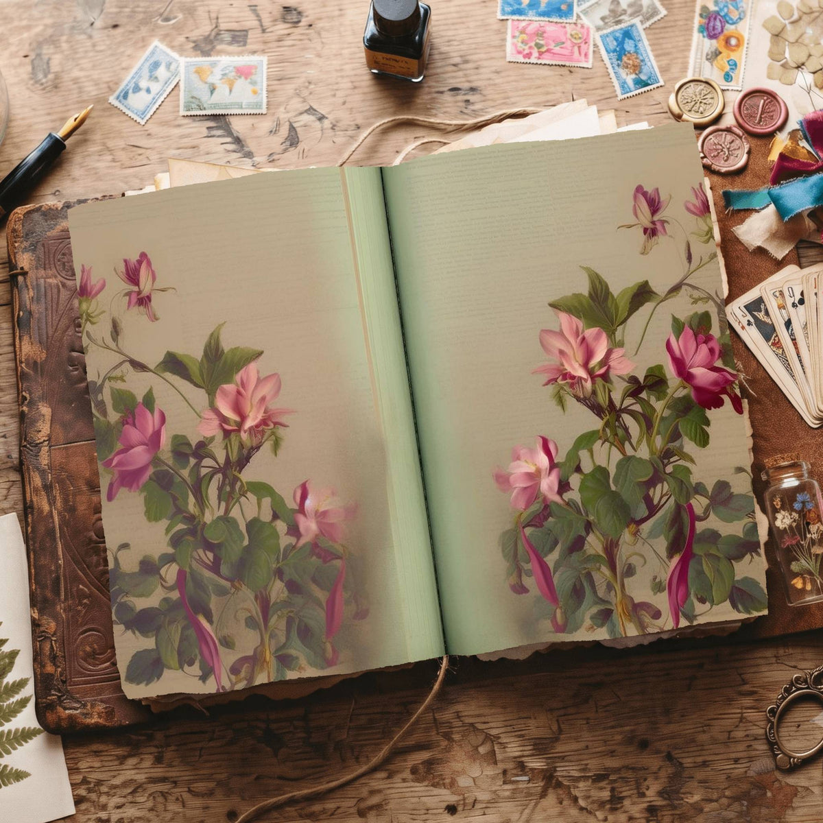 Lined Flower Digital Papers