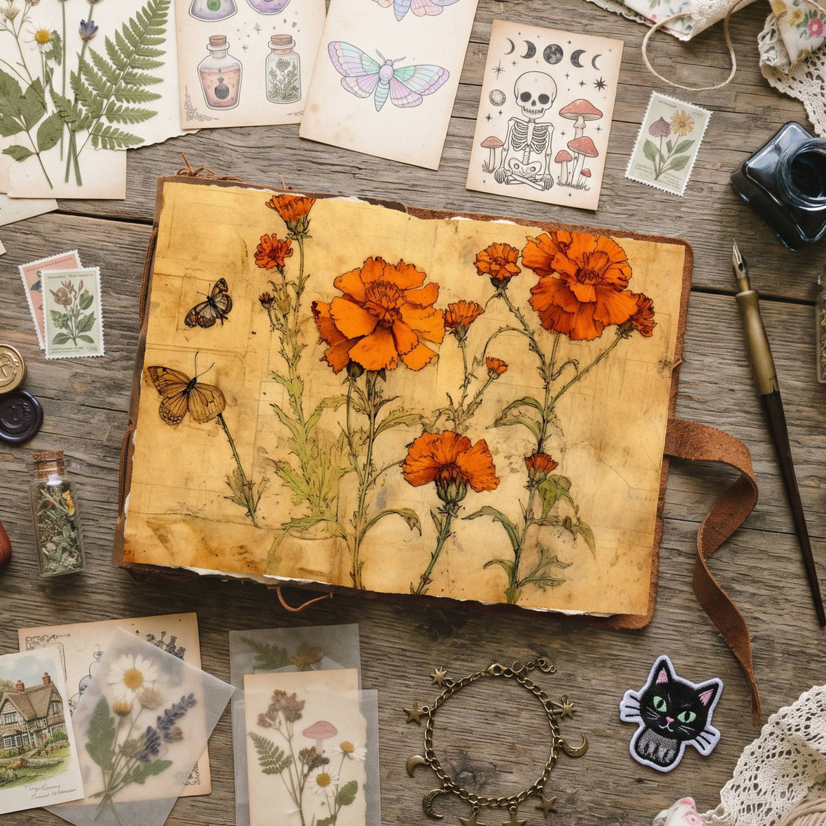 Marigold Flowers Digital Papers