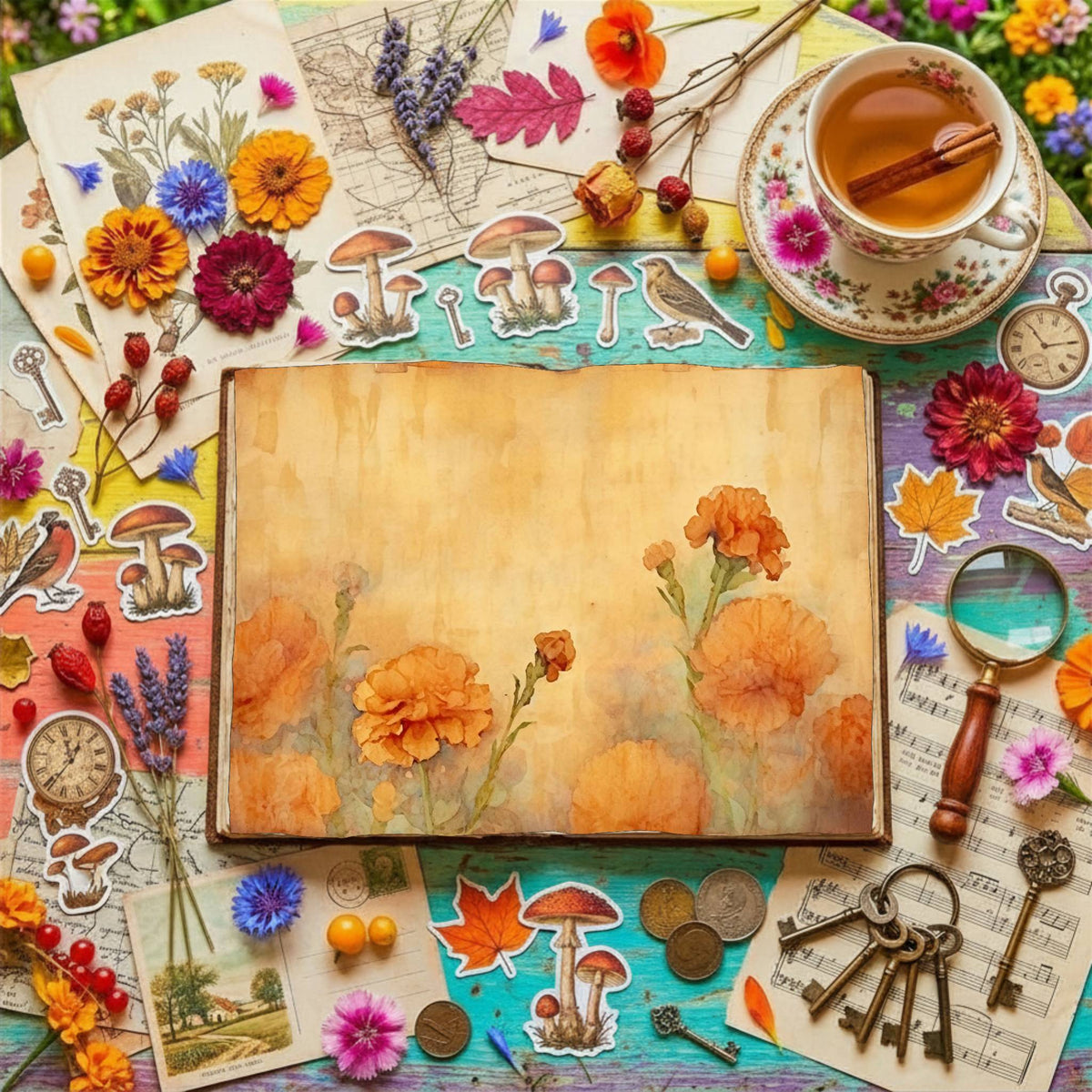 Marigold Flowers Digital Papers