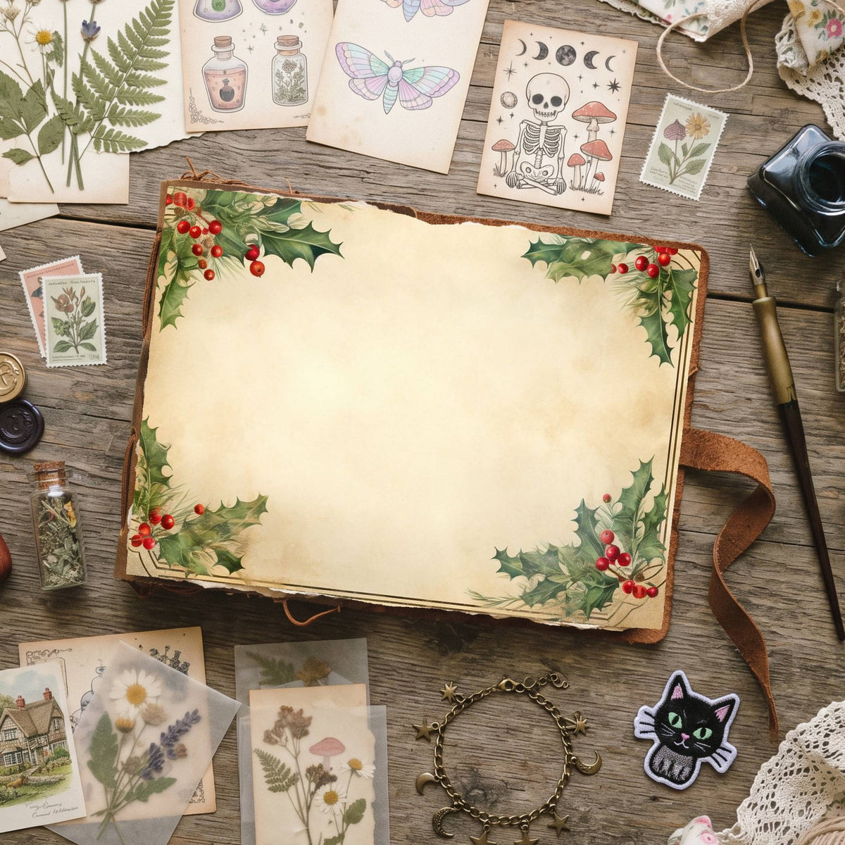 Misletoe Frame Digital Papers