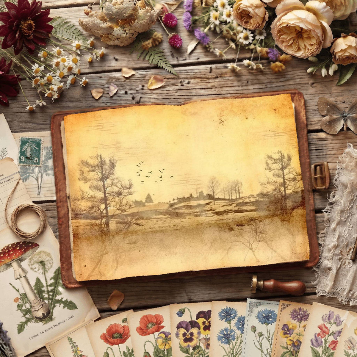 Misty Riverscape Digital Papers