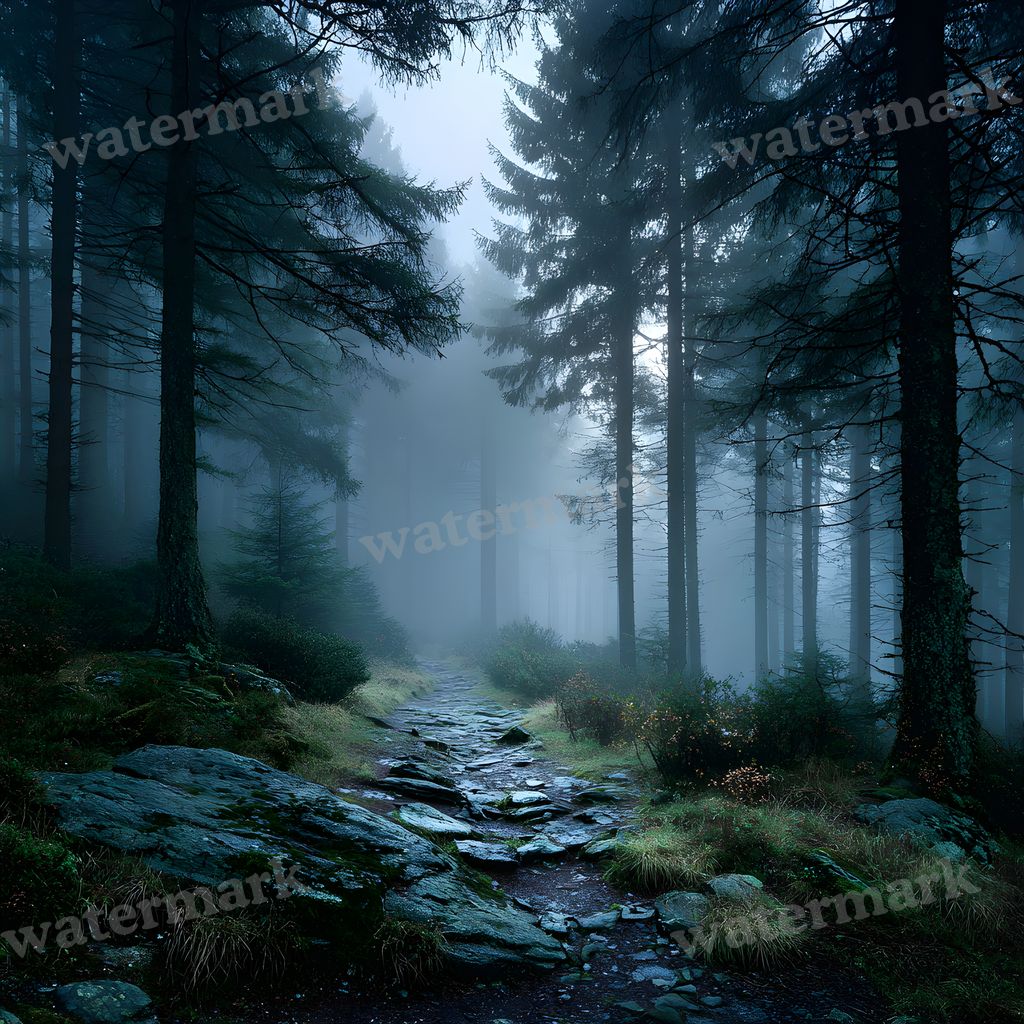Misty Forest digital photo backdrop for photo editing, preview 10
