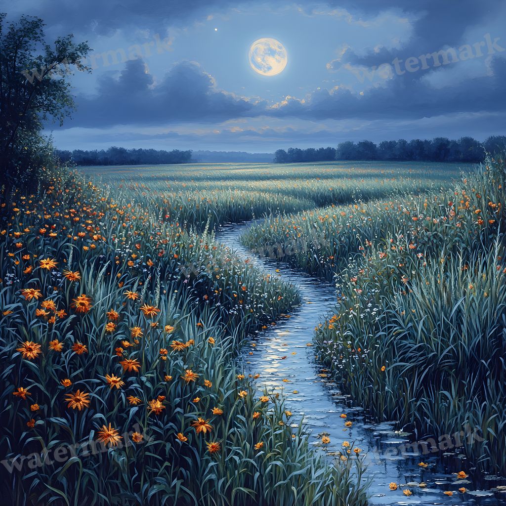 Moonlit Field Backdrop Images