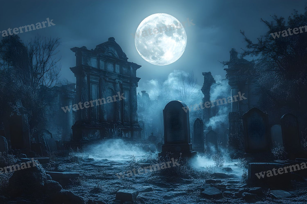 Moonlit Graveyard Backdrop Images