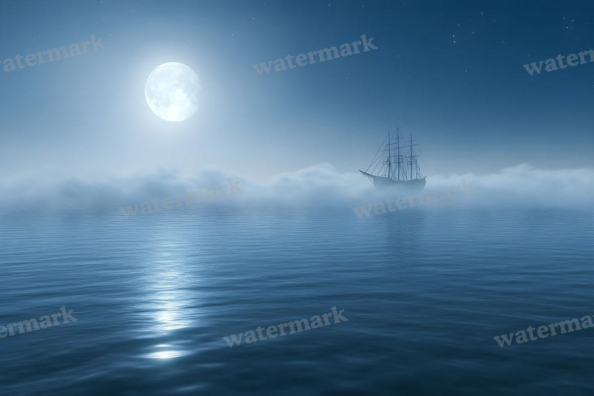 Moonlit Ocean Whale digital photo backdrop for photo editing, preview 10