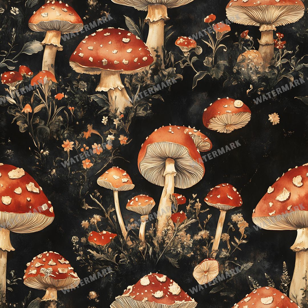 Mushrooms Seamless Pattern