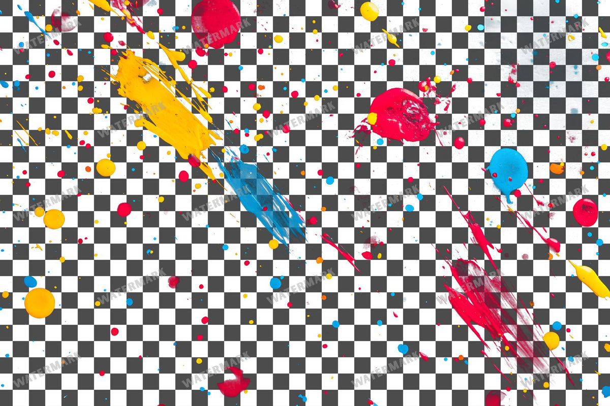 Paint Splatter Abstract Splashes PNG overlay on a transparent checkered background, preview 11