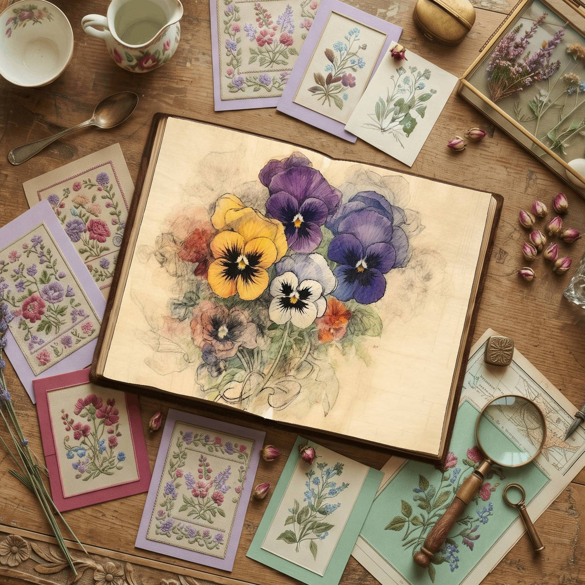Pansy Flower Watercolour Digital Papers