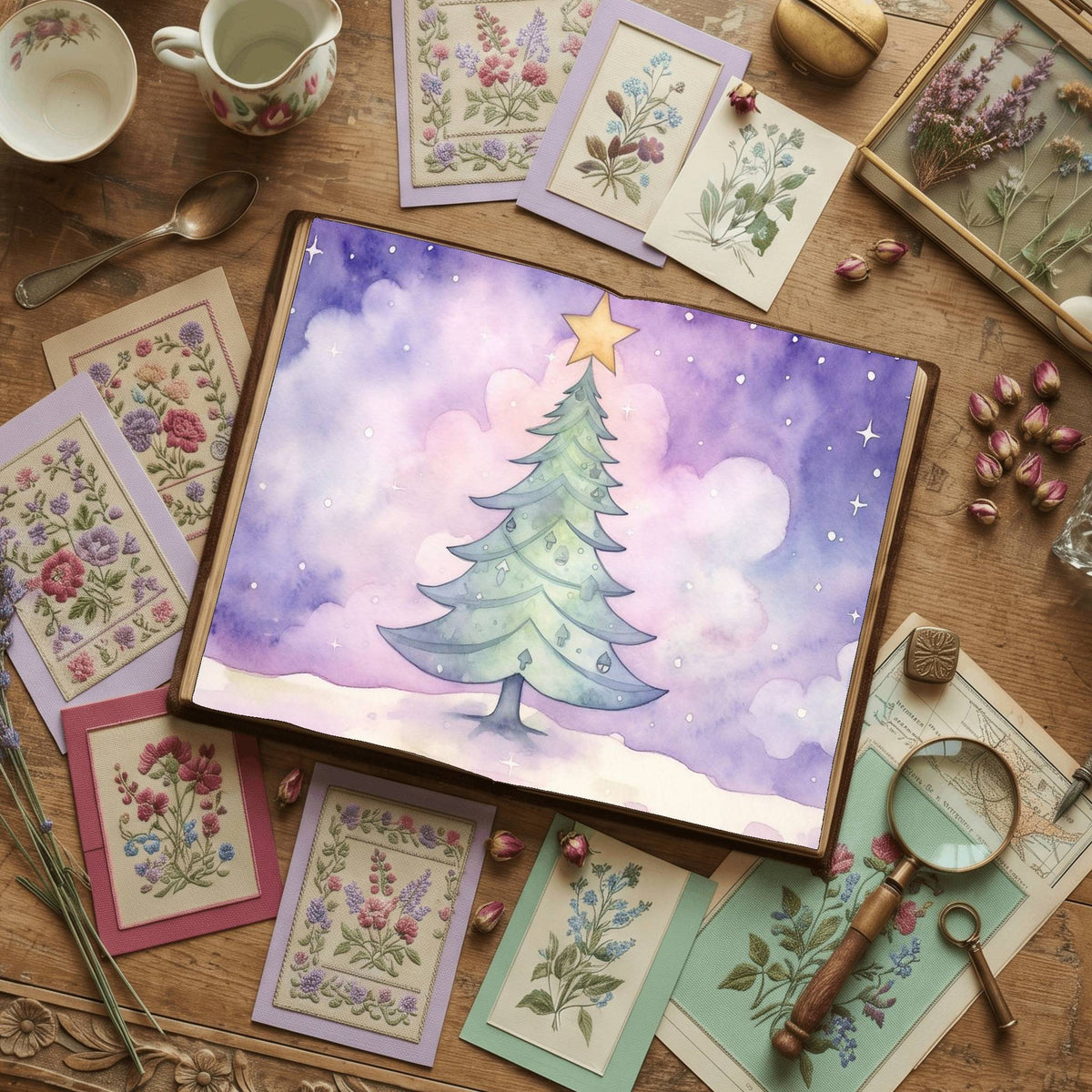 Pastel Chirstmas Tree Digital Papers