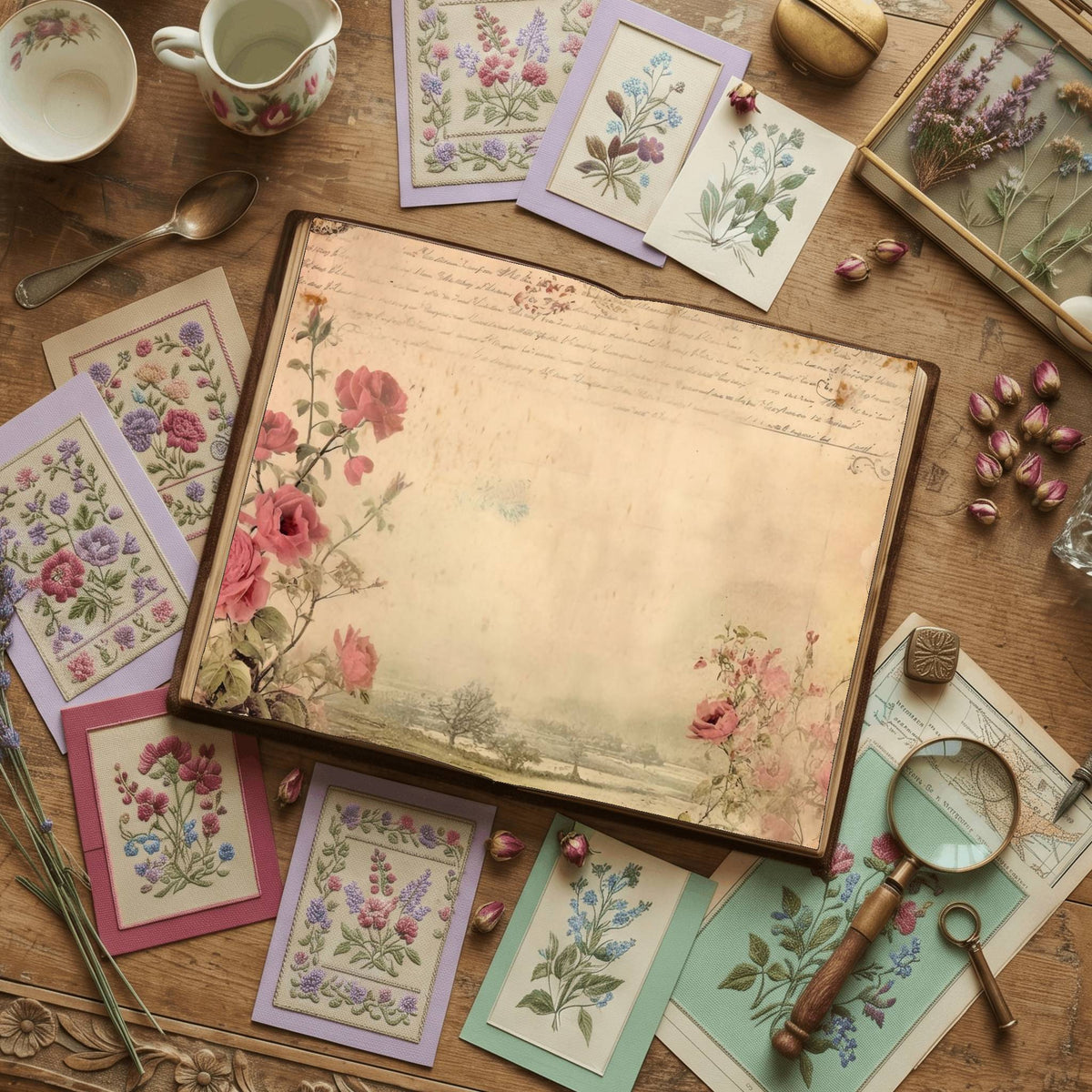 Pink Rose printable junk journal paper, page preview 11