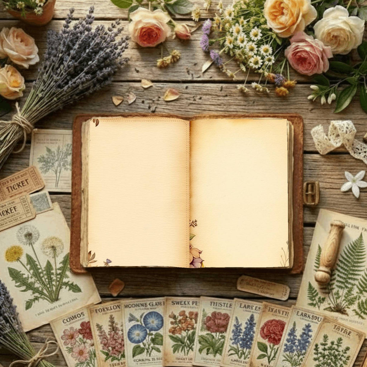 Plain Wildflower printable junk journal paper, page preview 11